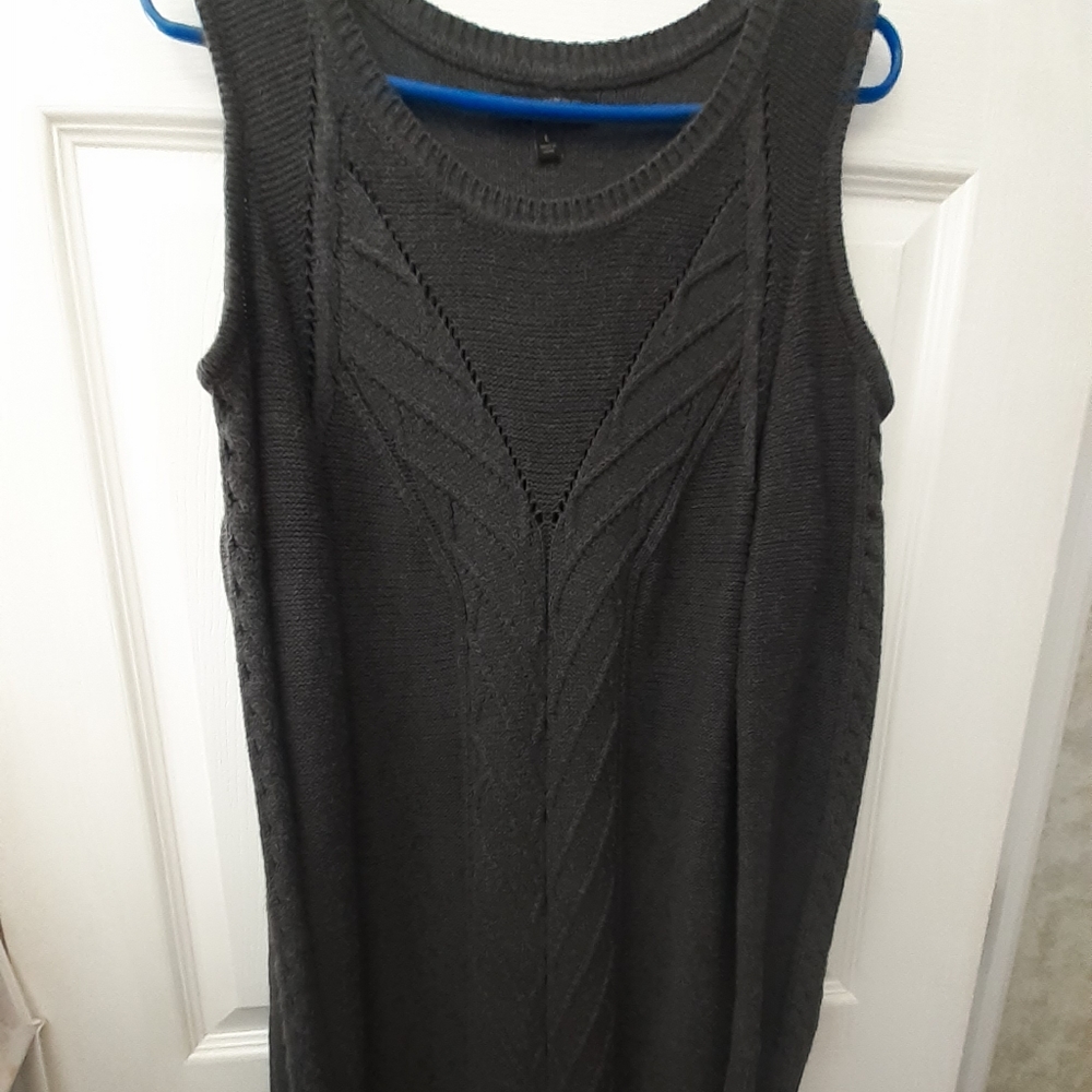 Banana Republic Cold Shoulder Sweater Dress Long Sleeve Size Large Dark Gray
